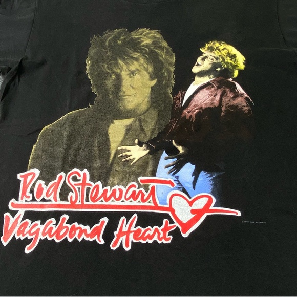Vintage 90s Rod Stewart Vagabond Heart Tour Single Stitched Men’s T-Shirt Sz L - Picture 3 of 10